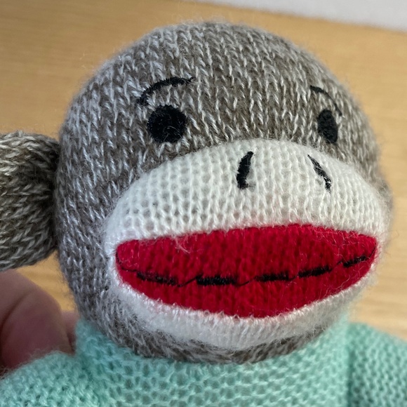 Dan Dee Plush Sock Monkey Teal Sweater w Heart Stuffed Animal 2015 10” Toy - Picture 4 of 10